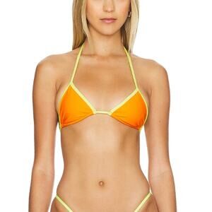 Lovers + Friends Orange Triangle String Bikini Top XS Good Intensions Yellow $78